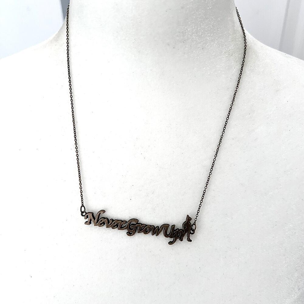 🍭6/$30 Peter Pan Never Grow Up Distressed Bronze Tone Adjustable Necklace
